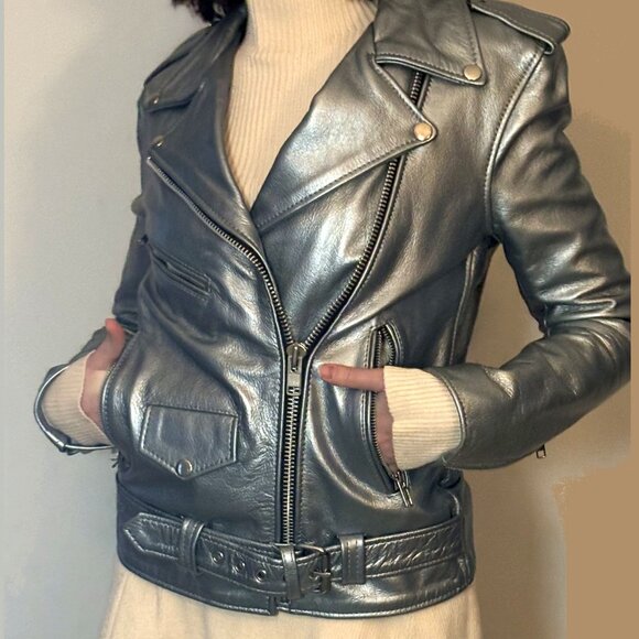 Free People Understated Leather Biker Jacket - Picture 1 of 4